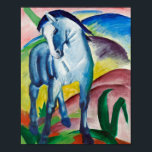 Affiche Franz Marc Famous Painting Blue Horse (1911)<br><div class="desc">Franz Marc Famous Painting Blue Horse (1911) Poster. C'est l'une des peintures animales les plus emblématiques de l'artiste allemand. Le cheval bleu est presque comme une licorne dressée contre un paysage aux couleurs vives avec des collines de rouge, vert, bleu et jaune. Marc était un membre fondateur de Der Blaue...</div>