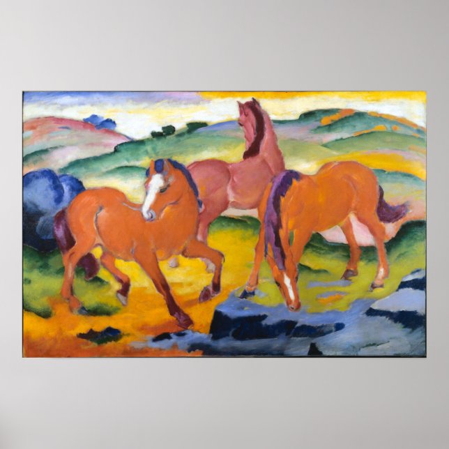 Affiche Franz Marc Grazing Horses (Devant)