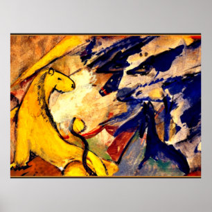 Affiche Franz Marc - Lion jaune, Renard bleu, Cheval bleu