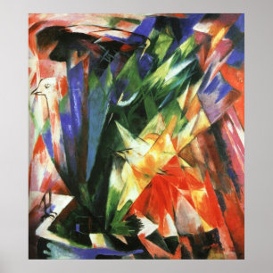 Affiche Franz Marc - Oiseaux 1914 Huile Canvas troupeau d'