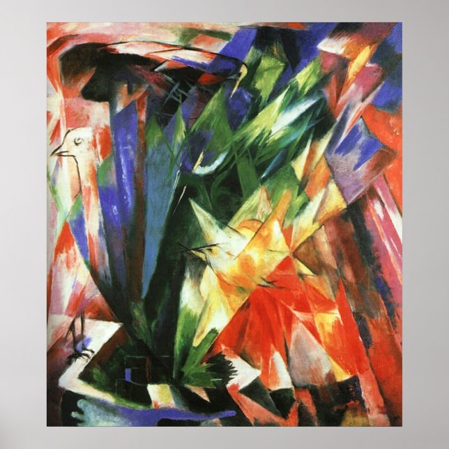 Affiche Franz Marc - Oiseaux 1914 Huile Canvas troupeau d' (Devant)
