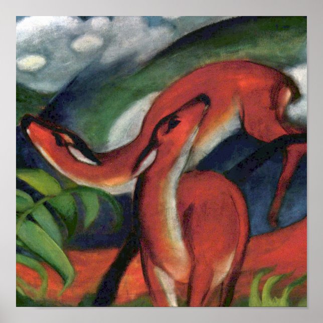 Affiche Franz Marc Red Deer célèbre peinture (Devant)