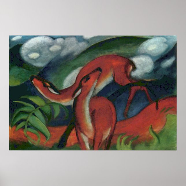 Affiche Franz Marc - Red Deer II 1912 Forêt Animal fawn (Devant)