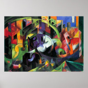 Affiche Franz Marc - résumé avec des bétail