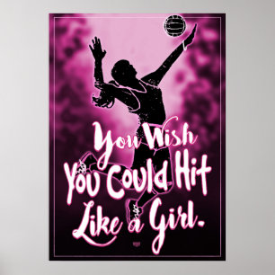 Affiche Frappe de volley-ball rose