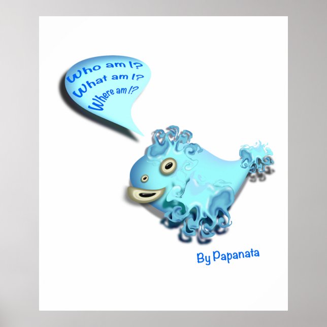 Affiche frappée, bande dessinée, autocollante, qui suis-je (Devant)