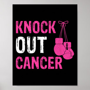 Affiche Frapper La Boxe Combattre Le Ribbon Rose Cancer Du