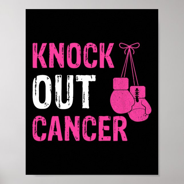 Affiche Frapper La Boxe Combattre Le Ribbon Rose Cancer Du (Devant)