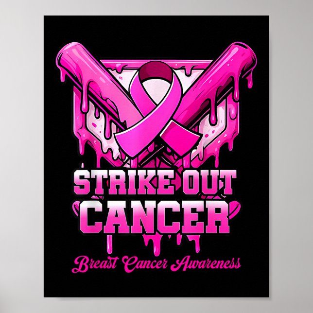 Affiche Frapper le cancer du sein Baseball Drip P (Devant)
