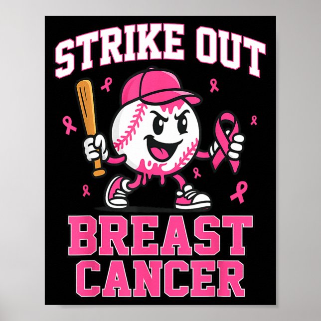 Affiche Frapper le cancer du sein Crème glacée baseball qu (Devant)