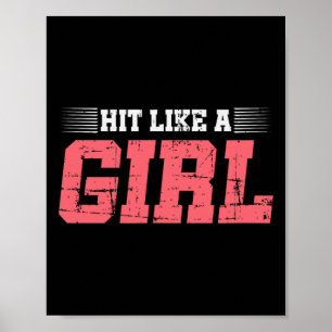 Affiche Frappez comme une fille Boxe Fille Cadeau Mma Kick