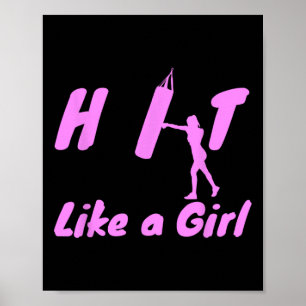 Affiche Frappez comme une fille Boxe Kickboxing Mma Cadeau