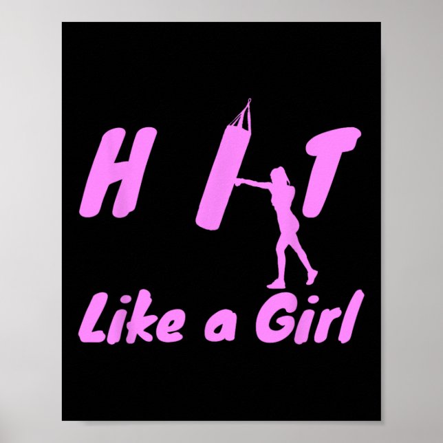 Affiche Frappez comme une fille Boxe Kickboxing Mma Cadeau (Devant)