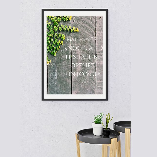 Affiche Frappez Et La Porte Ouvre Le Verset Bible KJV (Créateur téléchargé)
