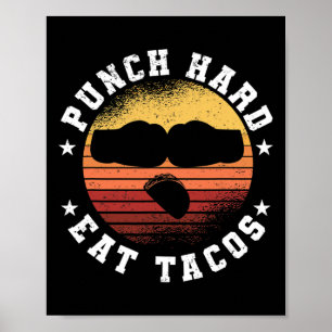 Affiche Frappez Fort Mangez des Tacos - Boxe Sparring Kick