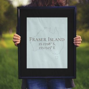 Affiche Fraser Island Australie Latitude & Longitude