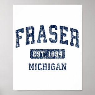 Affiche Fraser Michigan Mi Vintage Sports Design Établi