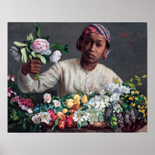 Affiche Frederic Bazille - Young Woman with Peonies