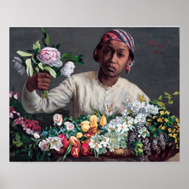 Affiche Frederic Bazille - Young Woman with Peonies (Devant)