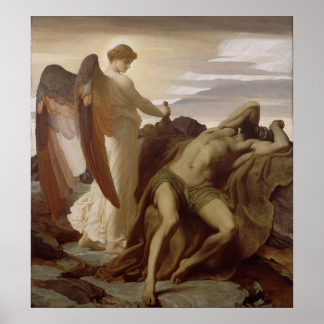 Affiche Frederic Leighton - Elijah dans le désert (Devant)