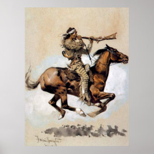 Affiche Frederic Remington « Chasseur de bisons crachant u