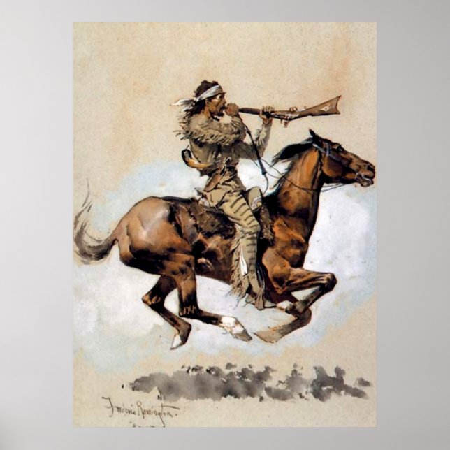 Affiche Frederic Remington « Chasseur de bisons crachant u (Devant)