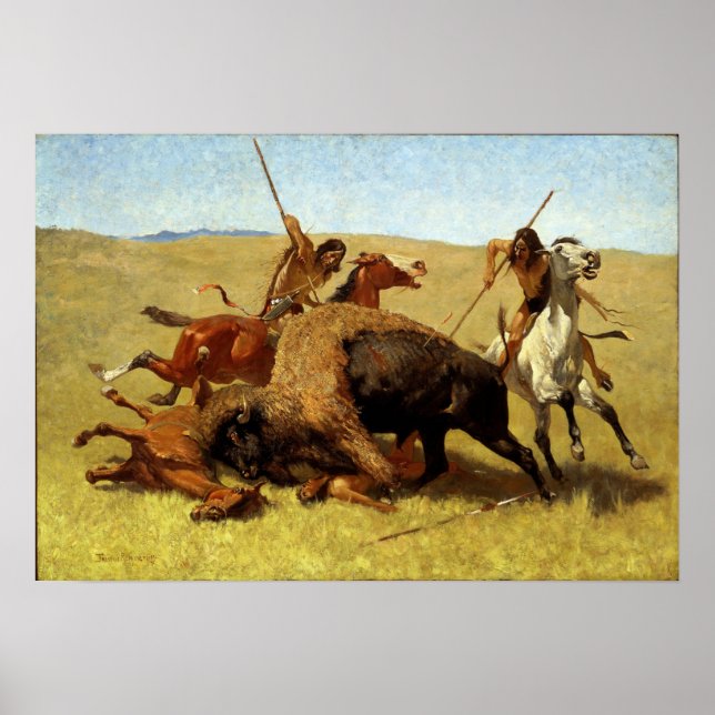Affiche Frederic Remington La Chasse Au Buffalo (Devant)