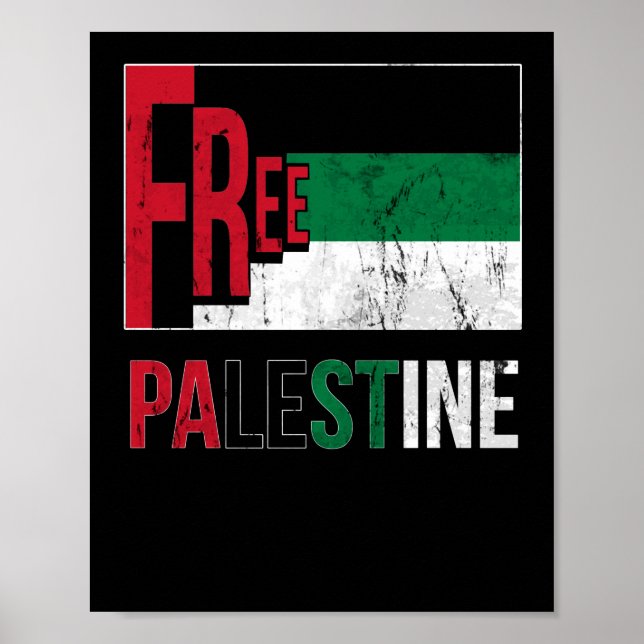 Affiche Free Gaza Palestine Flag Arabic (Devant)