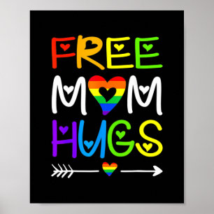 Affiche Free Mama Hugs Rainbow Heart LGBT Pride Month 