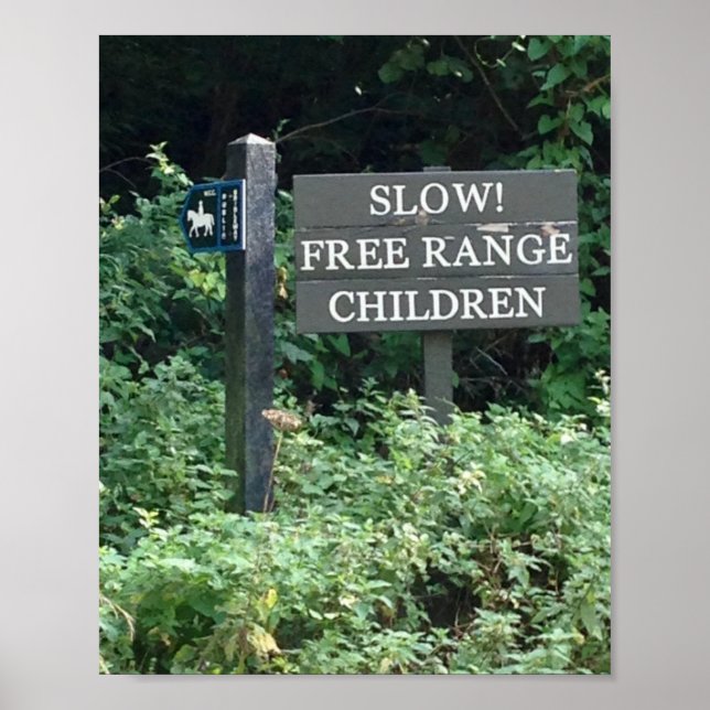 Affiche Free Range Children signe, amusant (Devant)