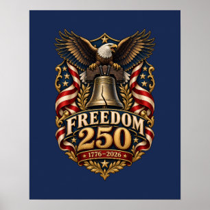 Affiche Freedom 250 Liberty Bell Eagle Navy