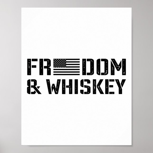 Affiche Freedom And Whiskey - 4th Of July Usa Flag Funny M (Devant)