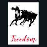 Affiche Freedom Black White Pop Art Runses Horses<br><div class="desc">Black White Pop Art Runse Horse Silhouette / Digital Animal / Cheval Art - Cheval Head Artwork</div>