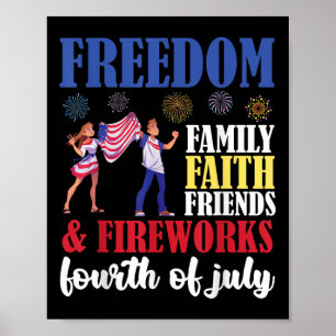 Affiche Freedom Family Faith Friends &amp; Fireworks Fourc