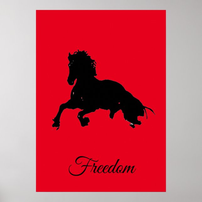 Affiche Freedom Red Black Horse Pop Art (Devant)