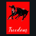 Affiche Freedom Red Black Pop Art Runses Horses<br><div class="desc">Black White Pop Art Runse Horse Silhouette / Digital Animal / Cheval Art - Cheval Head Artwork</div>