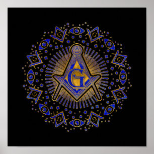 Affiche Freemasonry symbol Square and Compasses