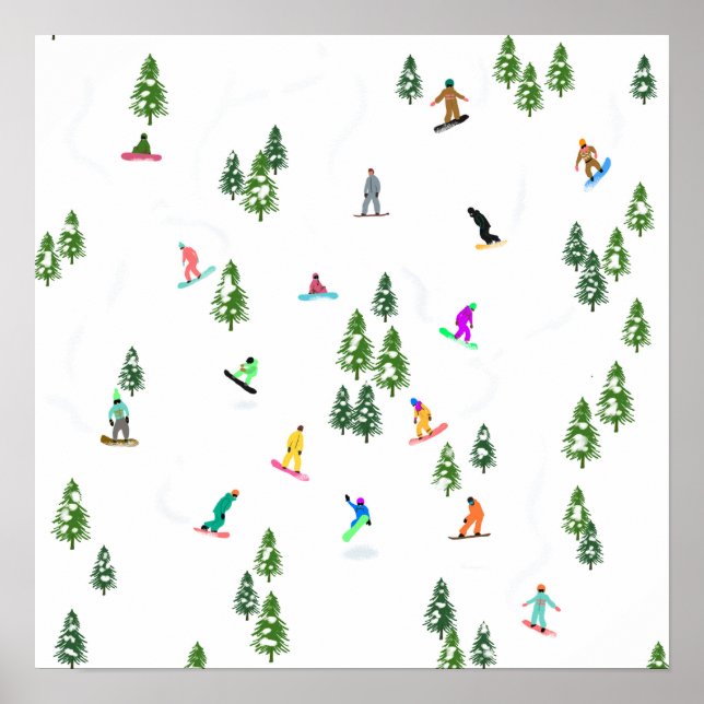 Affiche Freeride Snowboarder Illustration de snowboard (Devant)