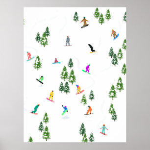 Affiche Freeride Snowboardeur Snowboard Hiver