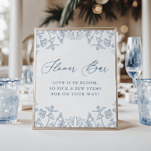 Affiche French Blue Chinoiserie Floral Bride Bar
