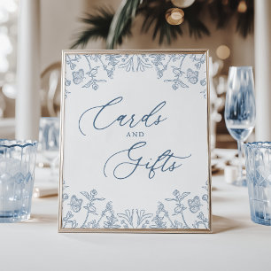 Affiche French Blue Chinoiserie Floral Cartes et Cadeaux