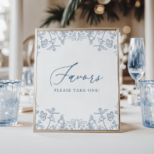 Affiche French Blue Chinoiserie Floral Fête des mariées Fa