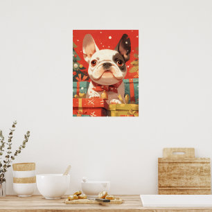 Affiche French Bulldog adorable avec des cadeaux de Noël
