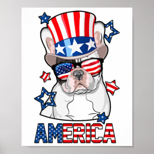 Affiche French Bulldog America 4 juillet Hommes Femmes Fra