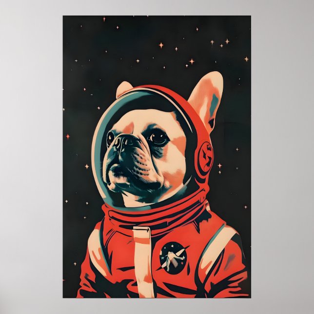 Affiche French Bulldog Astronaut Poster, French Bulldog (Devant)