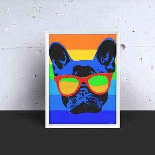 Affiche French bulldog avec lunettes Pop art style