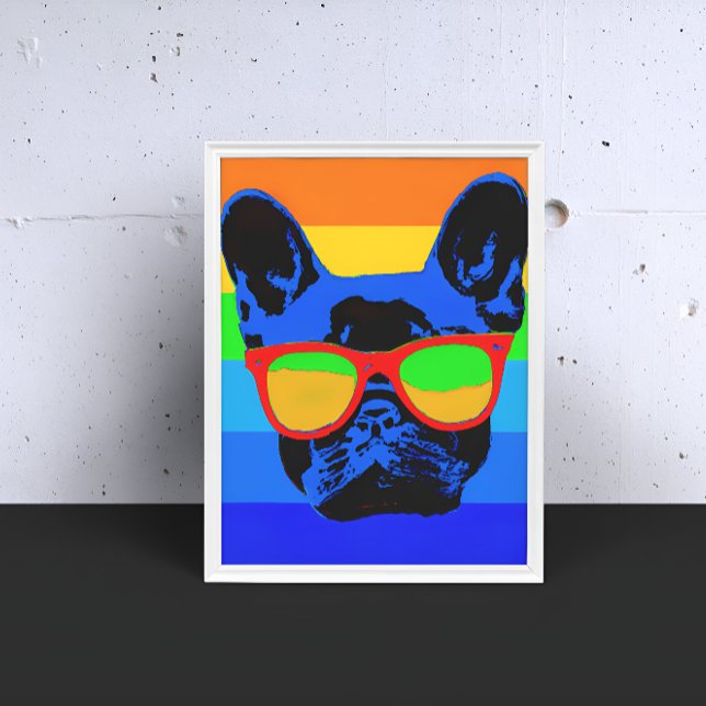 Affiche French bulldog avec lunettes Pop art style (Créateur téléchargé)