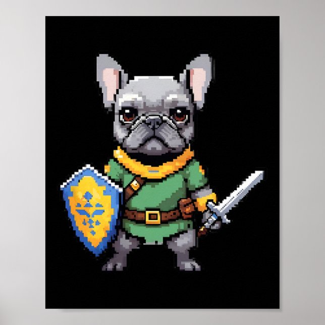Affiche French Bulldog Comme Retro Vidéo Caractère De Jeu (Devant)