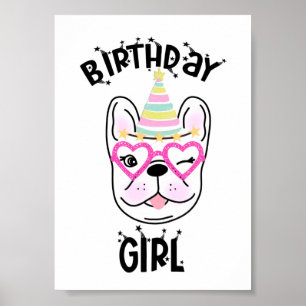 Affiche French Bulldog Fête d'anniversaire