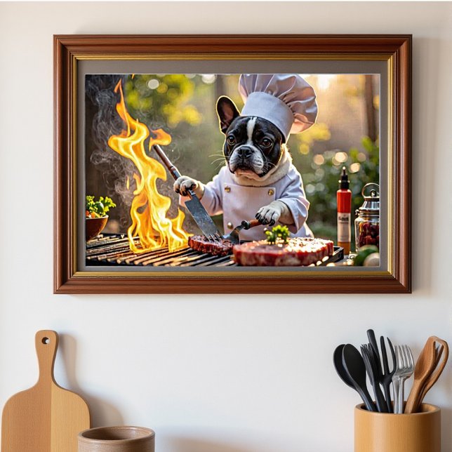 Affiche French Bulldog Grill Chef Fiery (Créateur téléchargé)